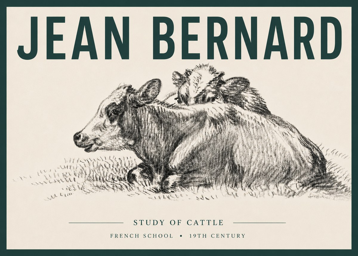 Jean Bernard Study of Cows No6 - Affiche