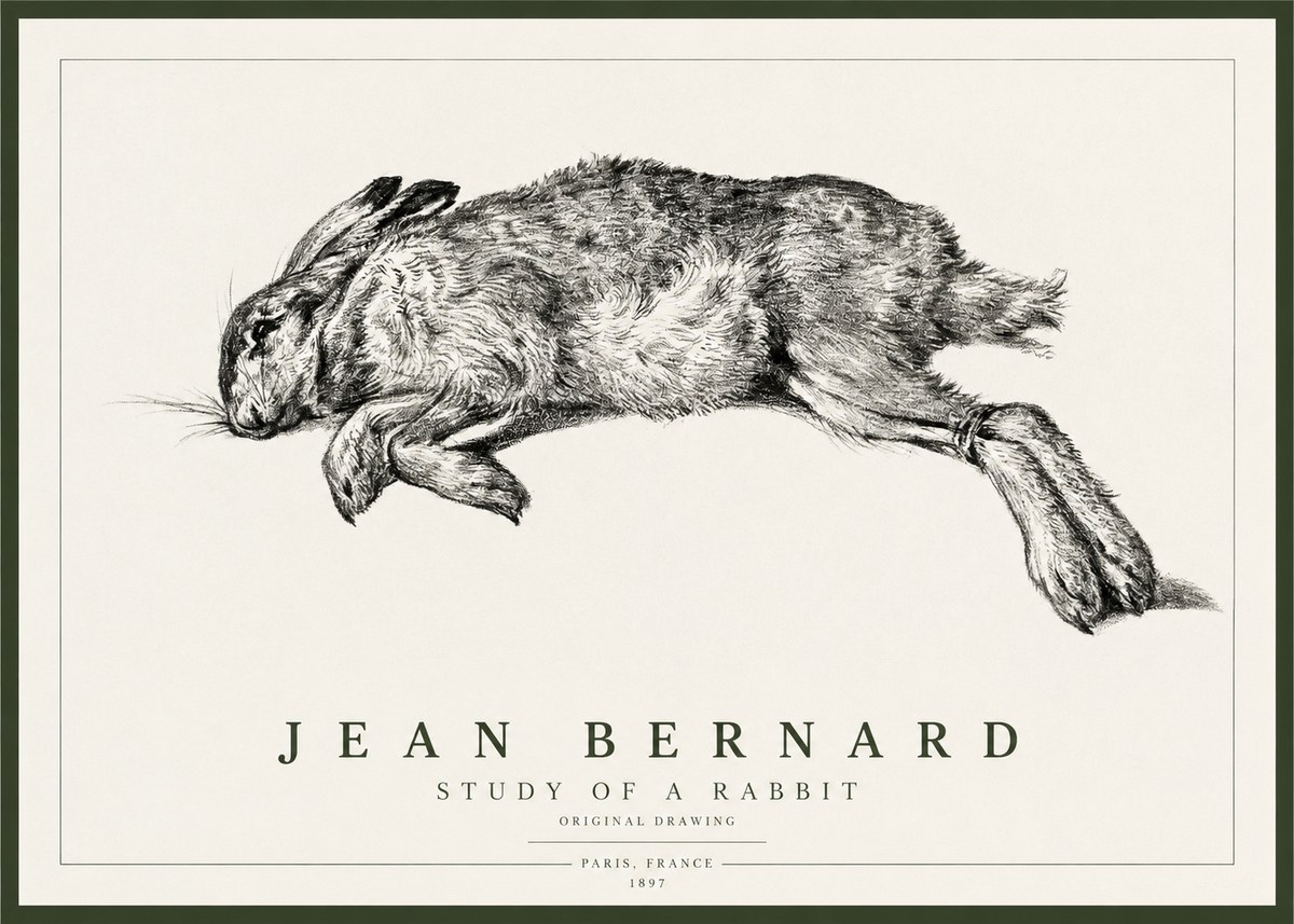 Jean Bernard Study of a Rabbit No1 - Affiche