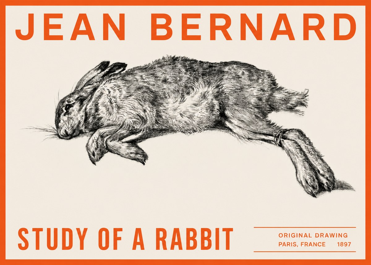 Jean Bernard Study of a Rabbit No2 - Affiche