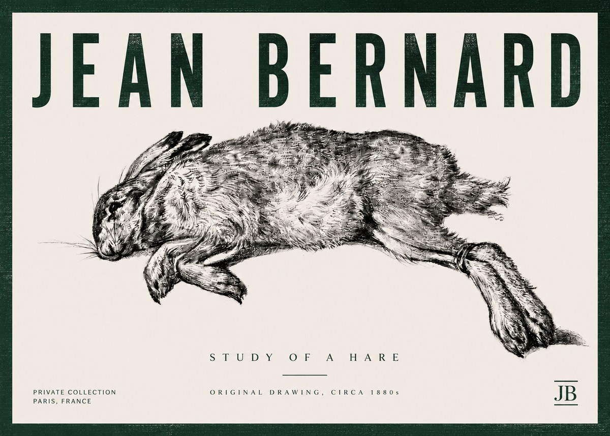 Jean Bernard Study of a Rabbit No6 - Affiche