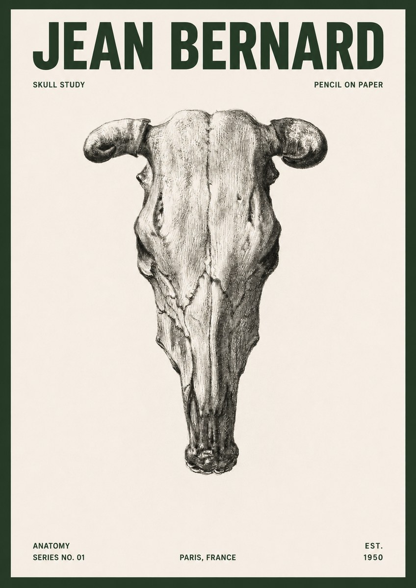 Jean Bernard Skull Study No5 - Affiche
