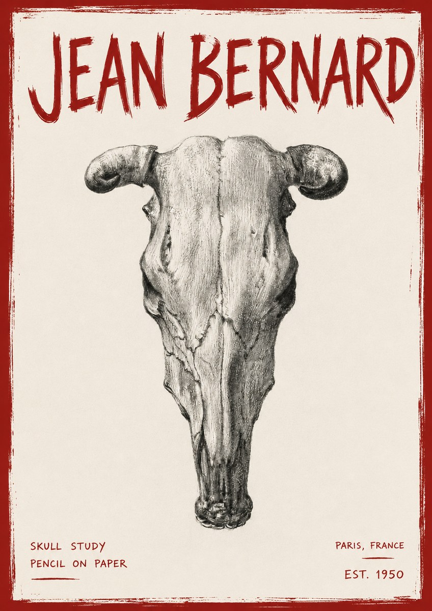 Jean Bernard Skull Study No6 - Affiche