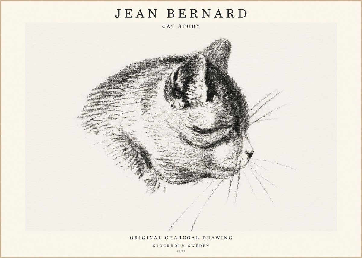 Jean Bernard Cat Study IV No1 - Affiche