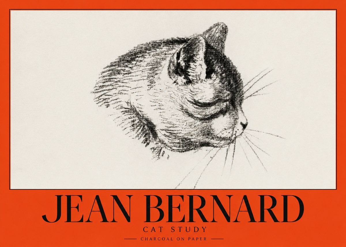 Jean Bernard Cat Study IV No3 - Affiche
