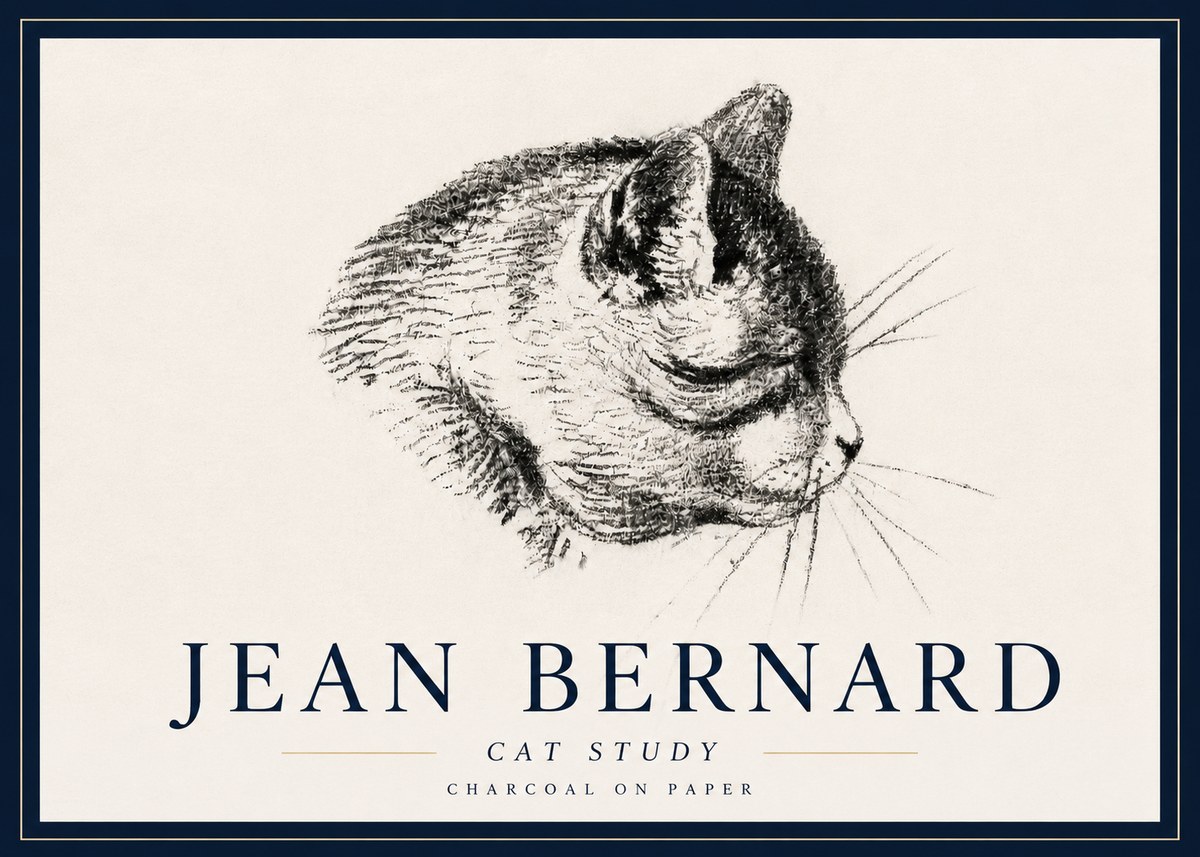 Jean Bernard Cat Study IV No6 - Affiche