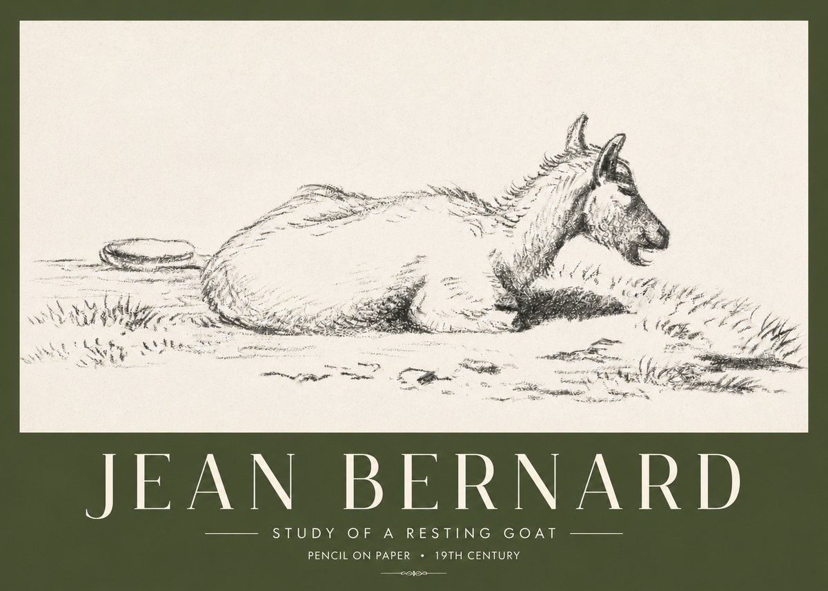 Jean Bernard Study of a Resting Goat No4 - Affiche