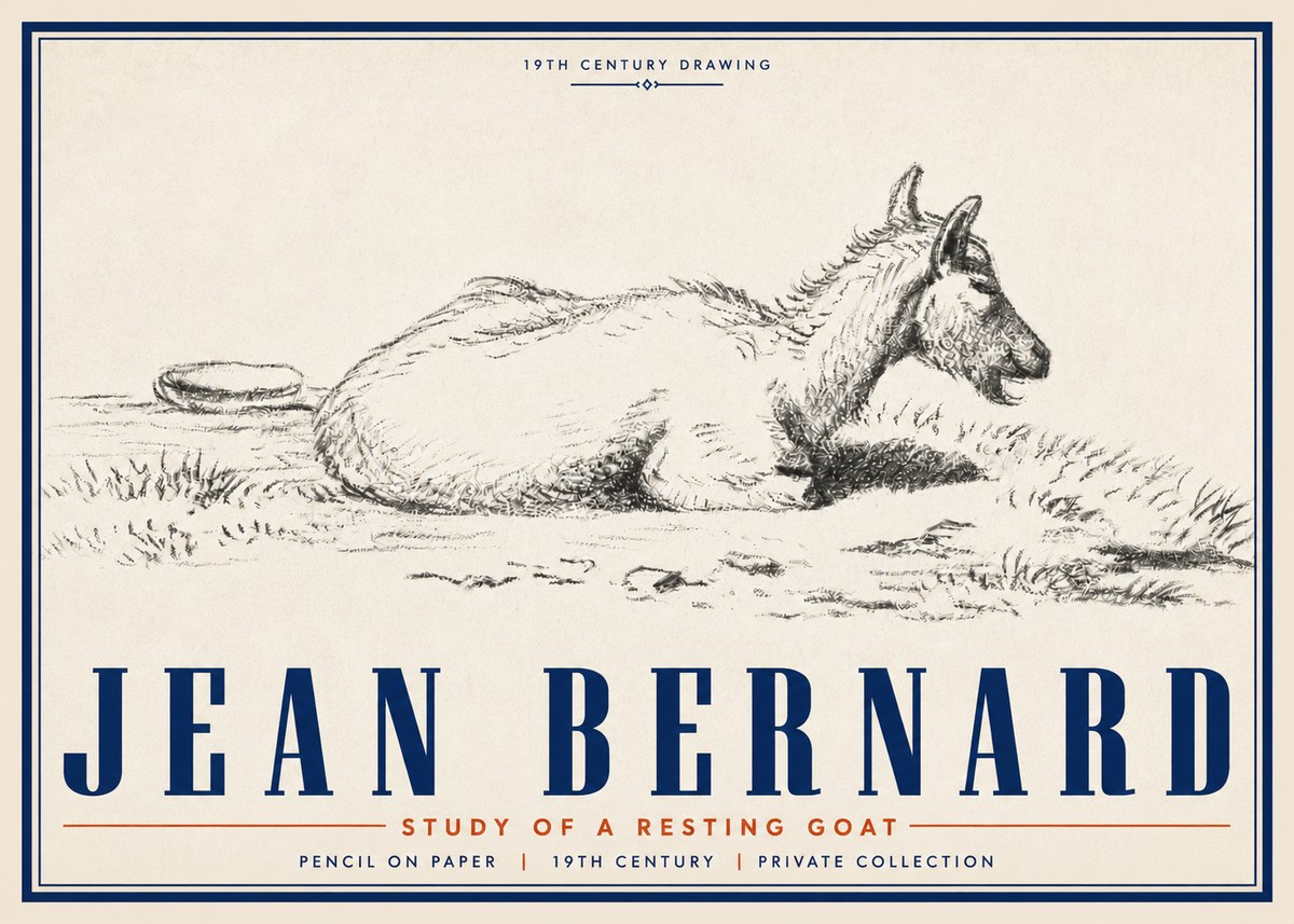 Jean Bernard Study of a Resting Goat No5 - Affiche
