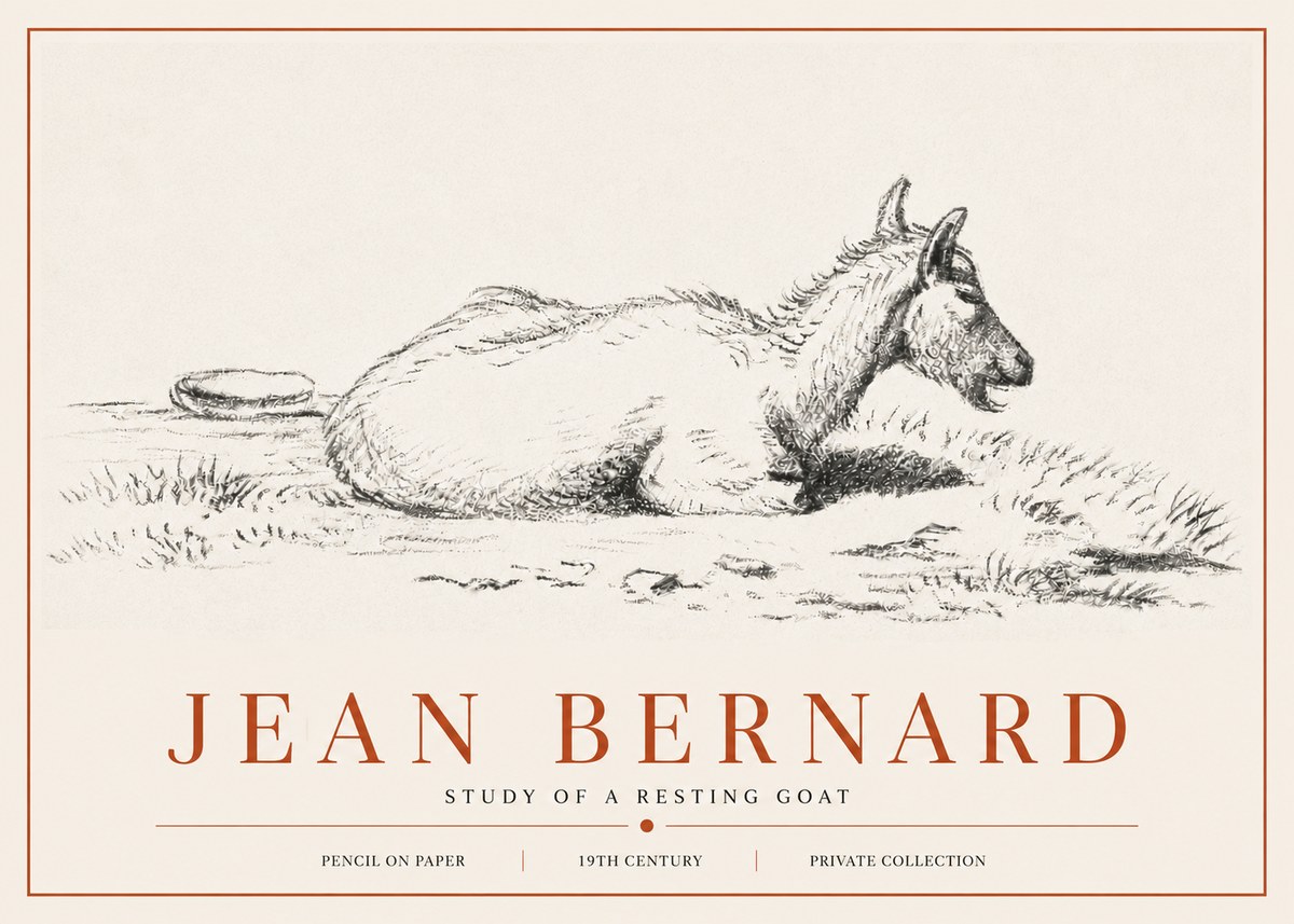 Jean Bernard Study of a Resting Goat No6 - Affiche