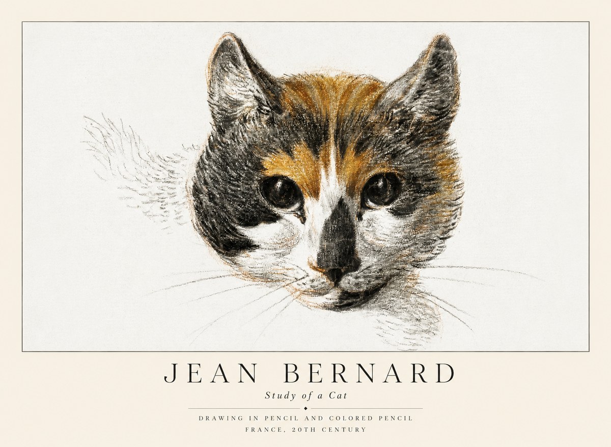 Jean Bernard Study of a Cat II No1 - Affiche