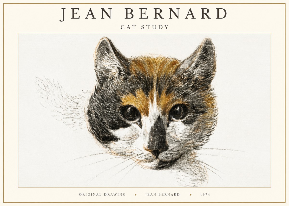 Jean Bernard Study of a Cat II No3 - Affiche