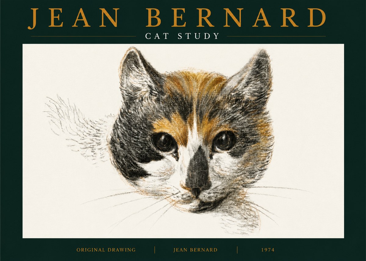 Jean Bernard Study of a Cat II No5 - Affiche