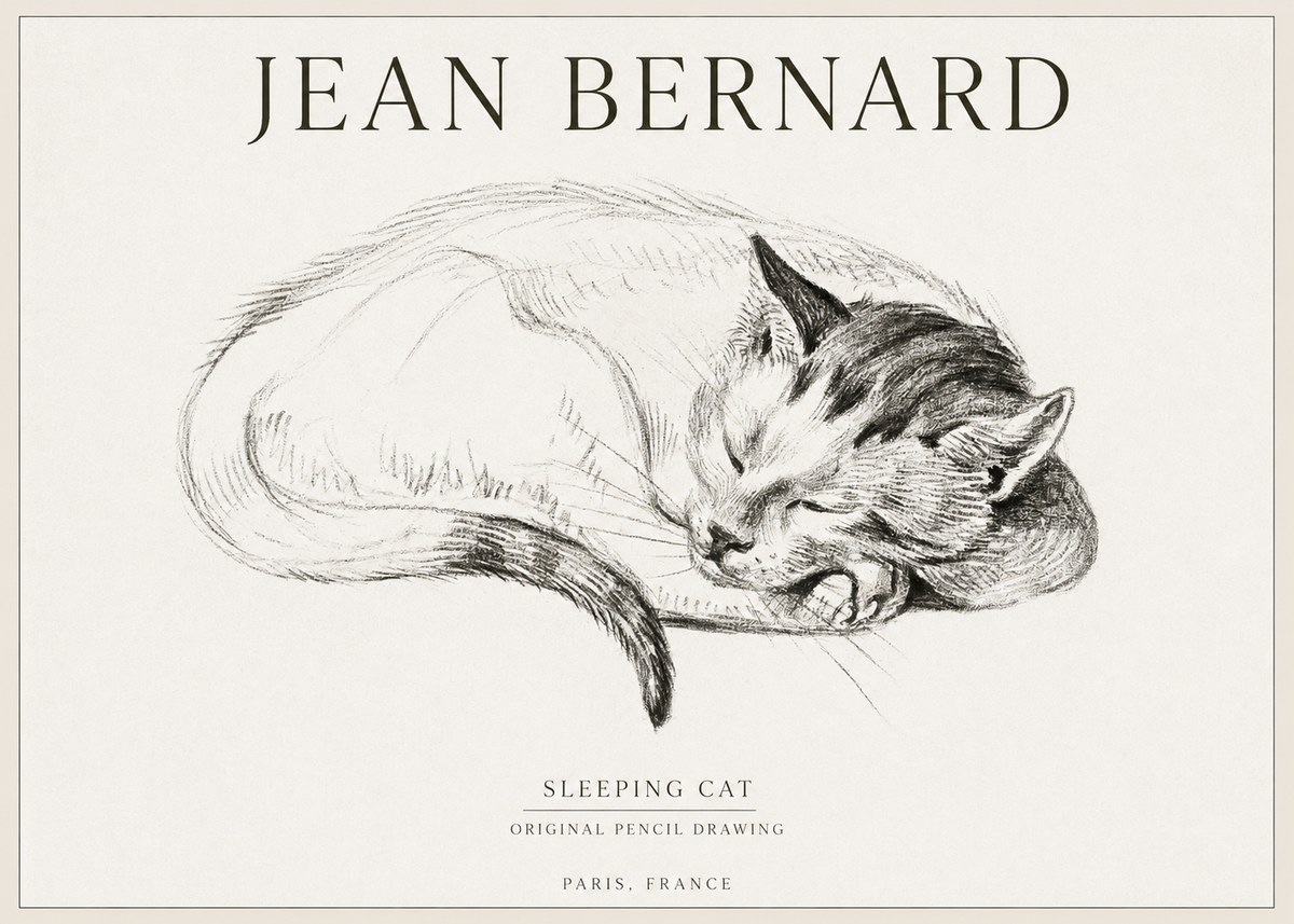 Jean Bernard Sleeping Cat IV No1 - Affiche