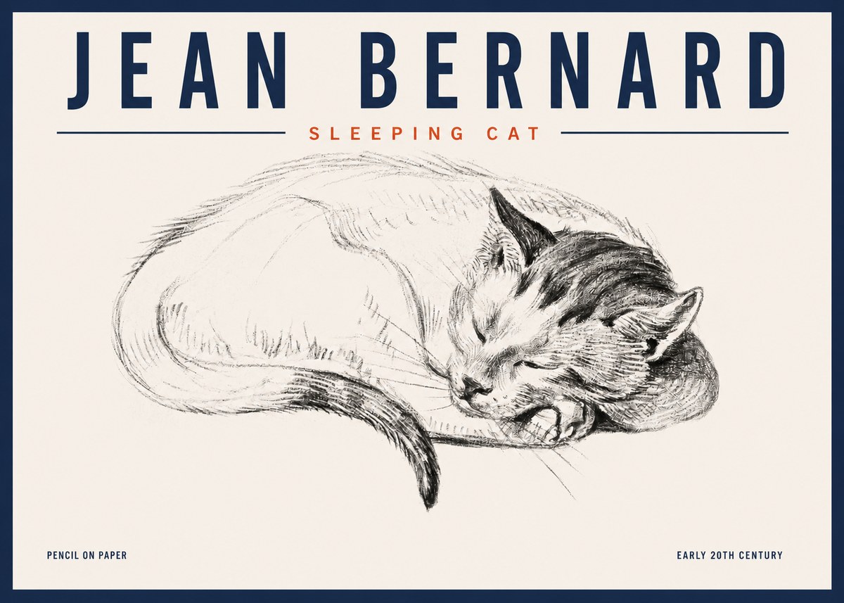 Jean Bernard Sleeping Cat IV No4 - Affiche