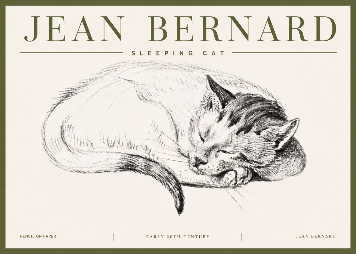 Jean Bernard Sleeping Cat IV No5 - Affiche