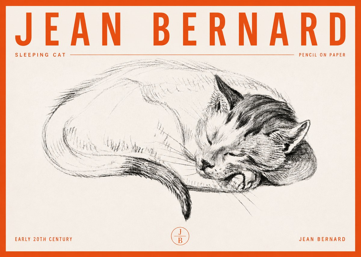 Jean Bernard Sleeping Cat IV No6 - Affiche