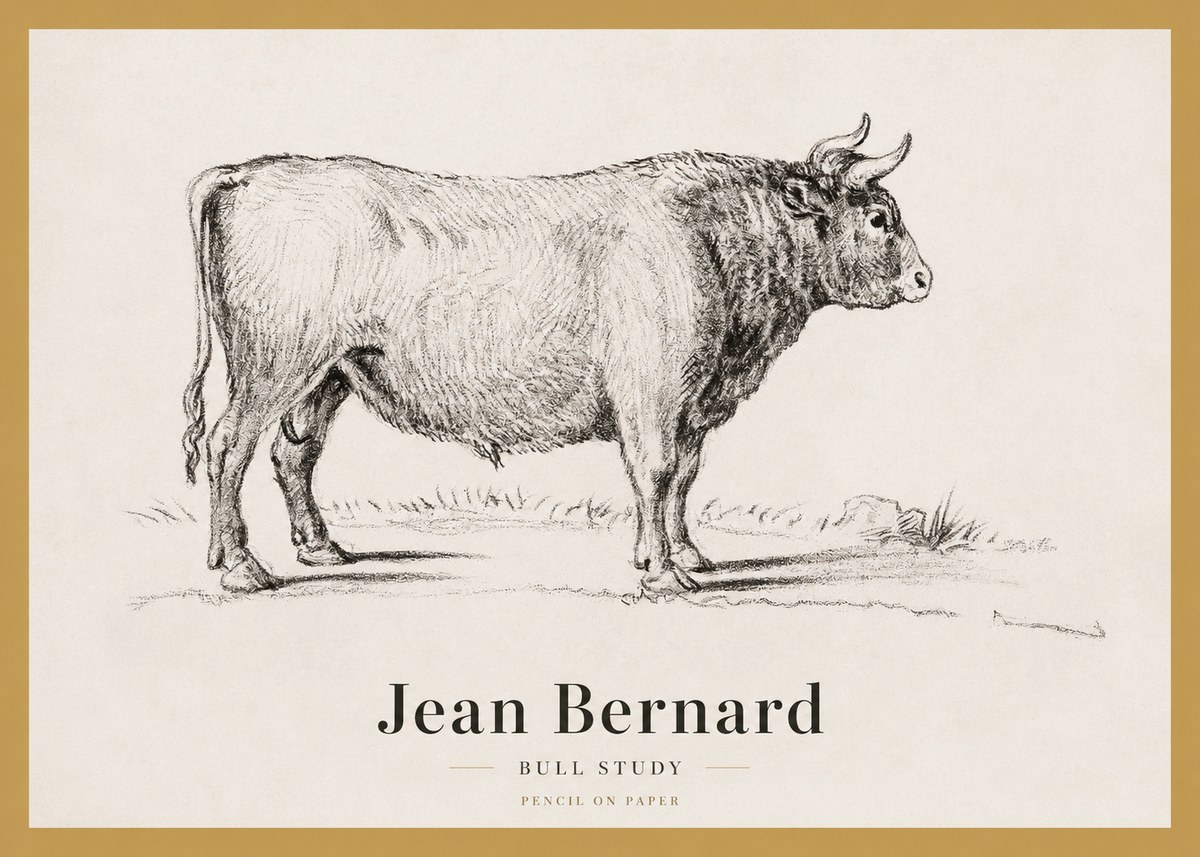 Jean Bernard Study of a Bull I No4 - Affiche