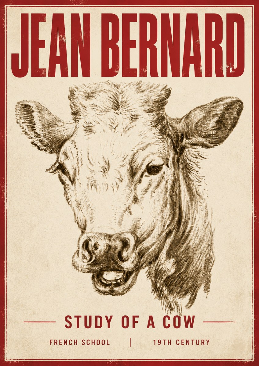 Jean Bernard Study of a Cow IV No5 - Affiche