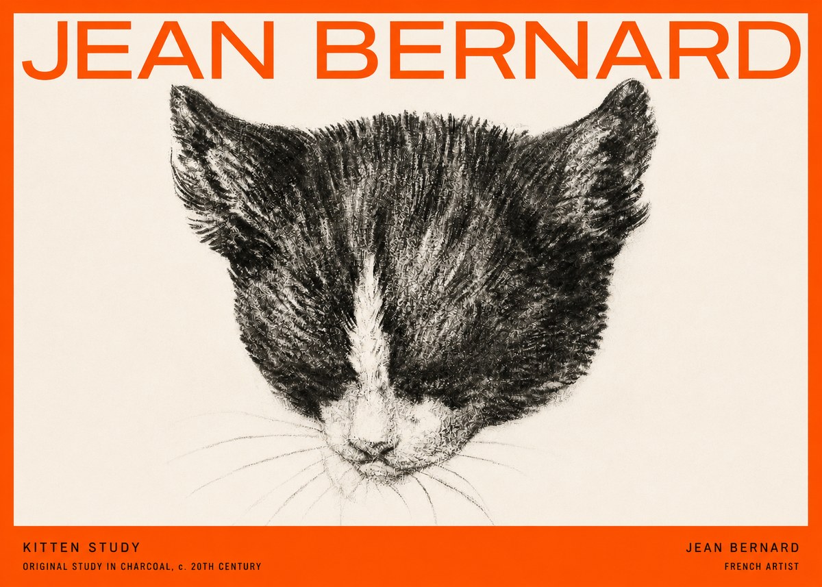 Jean Bernard Cat Study V No5 - Affiche