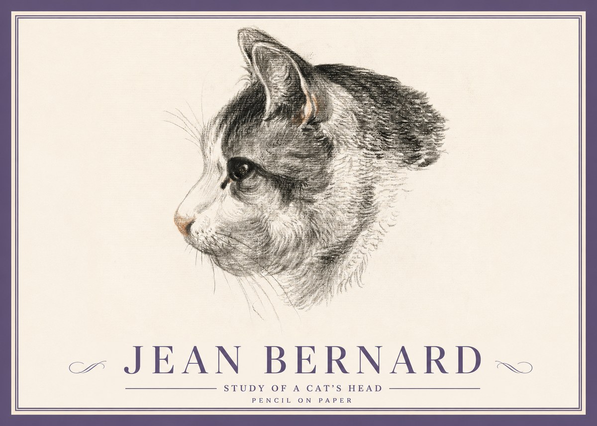 Jean Bernard Cat Study, Profile No5 - Affiche