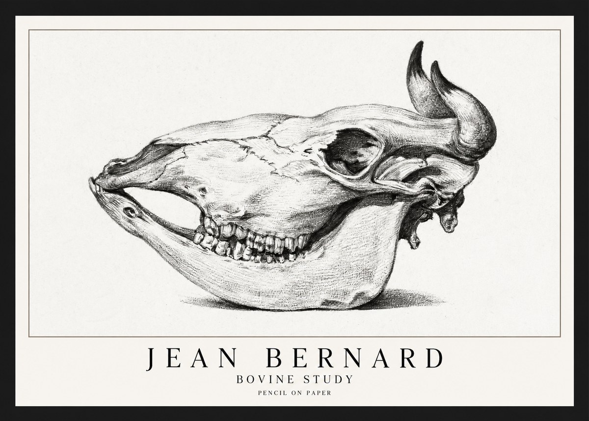 Jean Bernard Bovine Skull Study No2 - Affiche