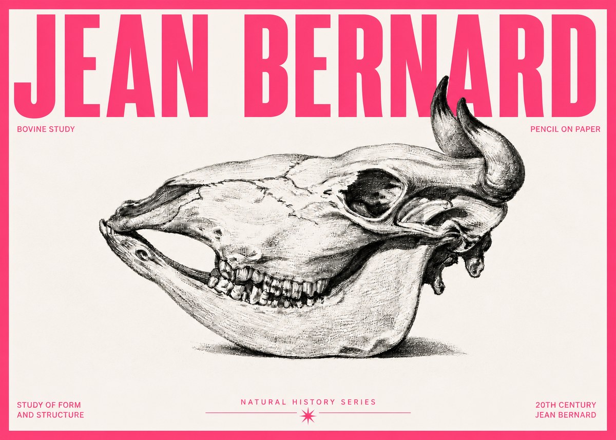 Jean Bernard Bovine Skull Study No5 - Affiche