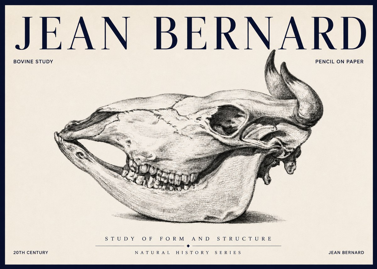 Jean Bernard Bovine Skull Study No6 - Affiche