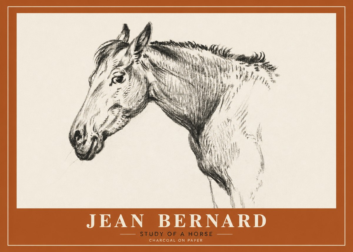 Jean Bernard Study of a Horse VI No2 - Affiche