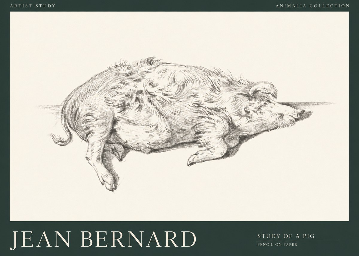 Jean Bernard Study of a Pig I No1 - Affiche