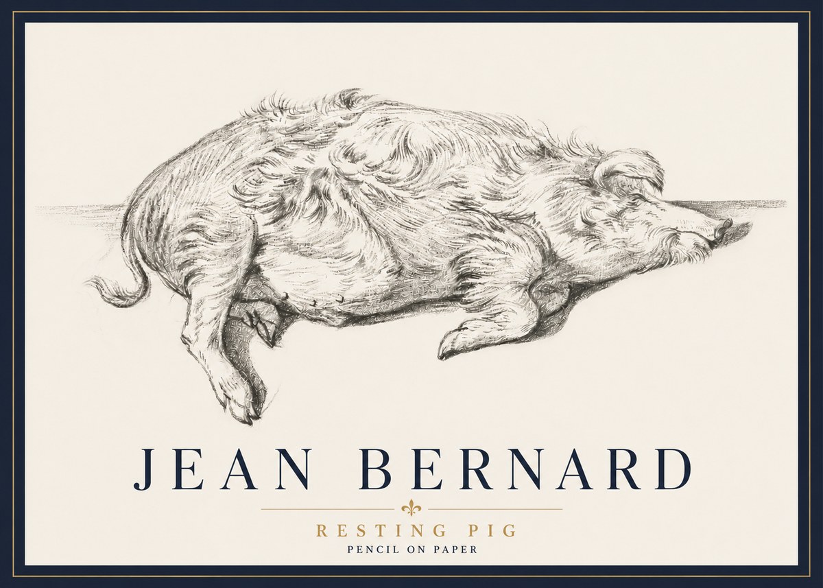Jean Bernard Study of a Pig I No6 - Affiche