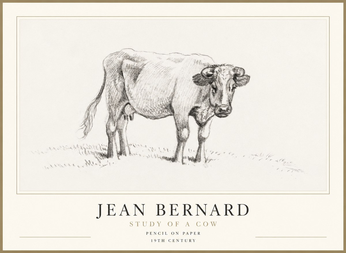 Jean Bernard Study of a Cow V No1 - Affiche