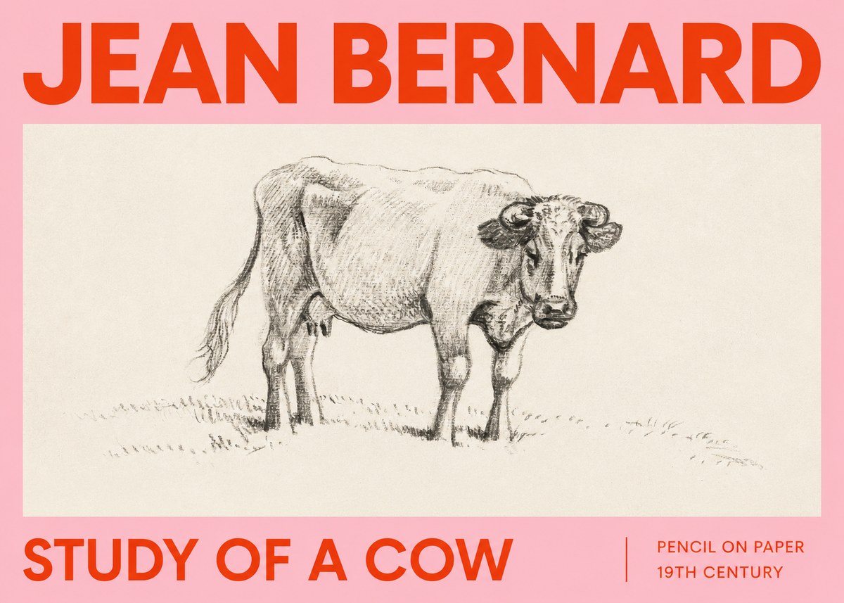 Jean Bernard Study of a Cow V No2 - Affiche