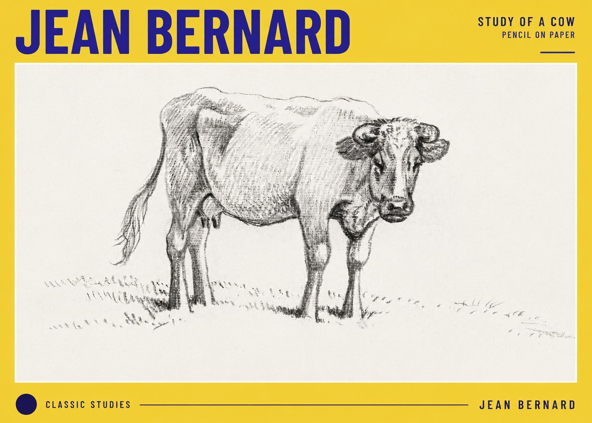 Jean Bernard Study of a Cow V No6 - Affiche