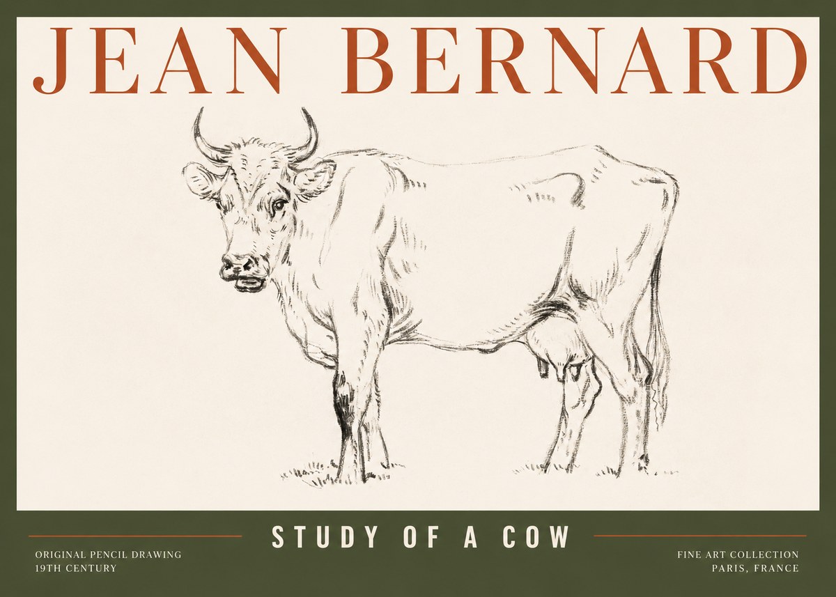 Jean Bernard Study of a Cow VI No2 - Affiche