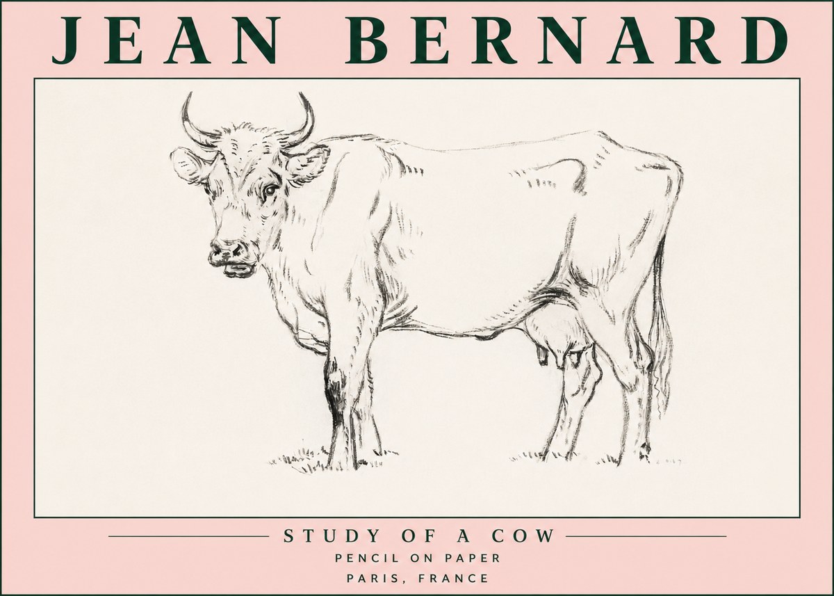 Jean Bernard Study of a Cow VI No5 - Affiche