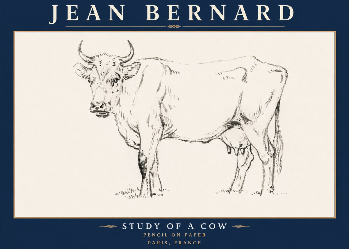 Jean Bernard Study of a Cow VI No6 - Affiche