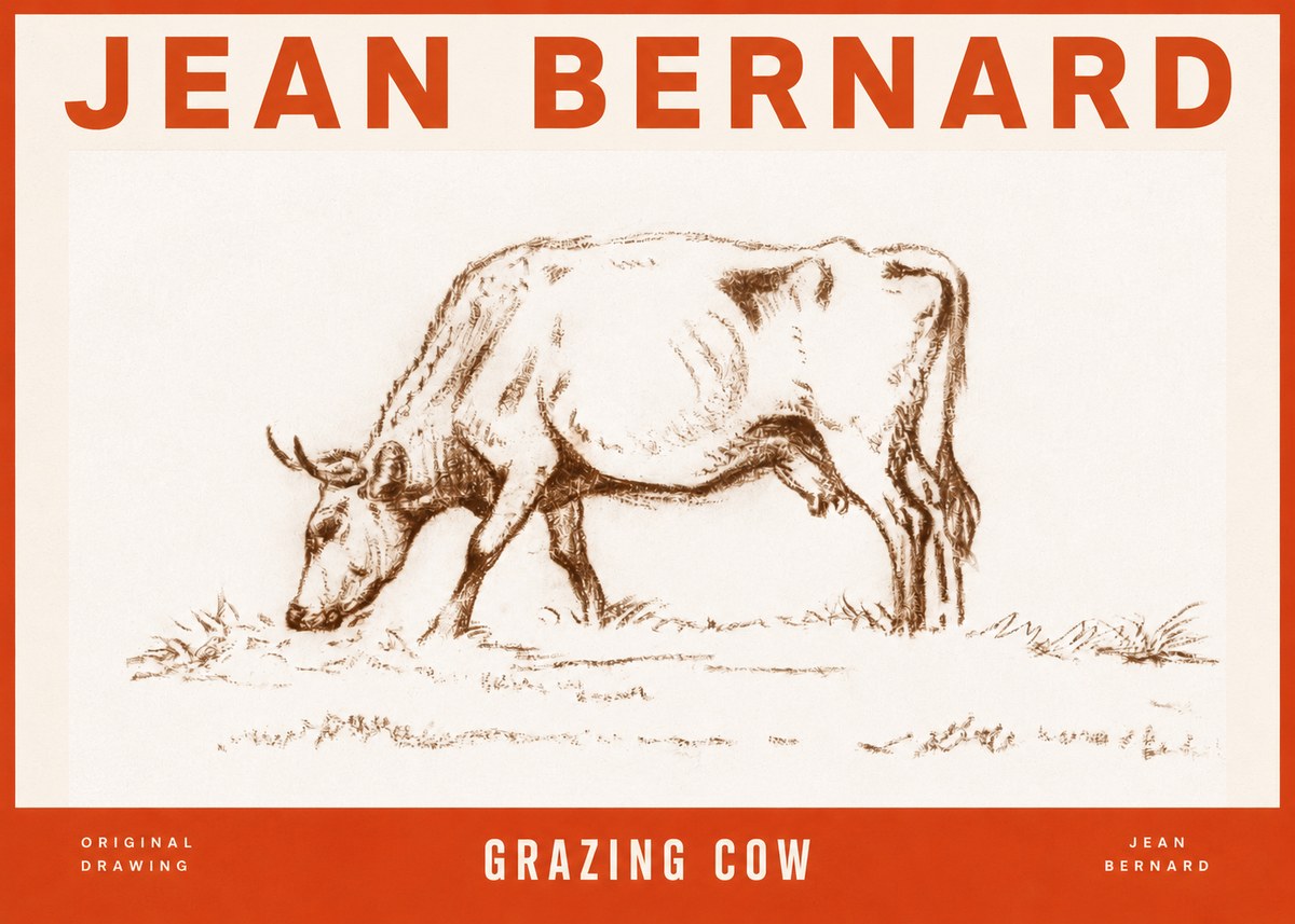 Jean Bernard Grazing Cow II No2 - Affiche