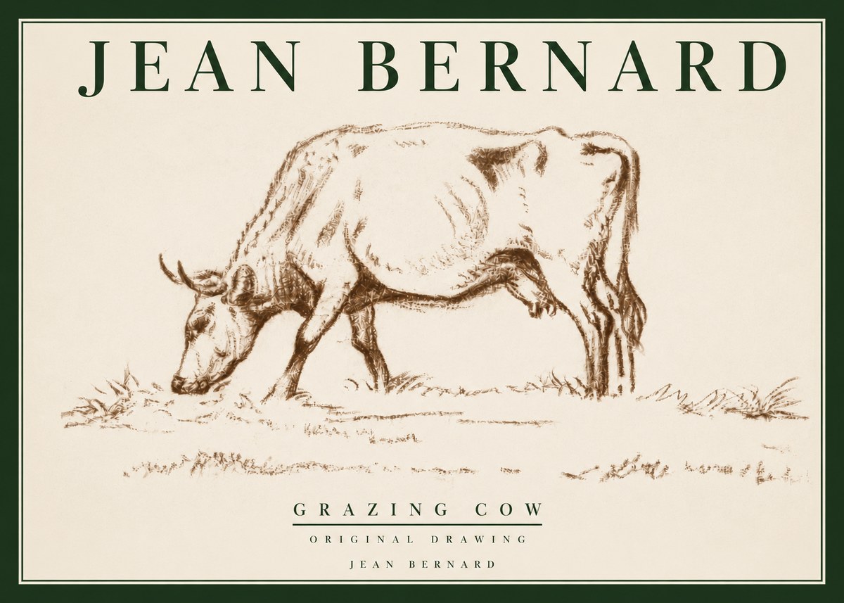 Jean Bernard Grazing Cow II No3 - Affiche