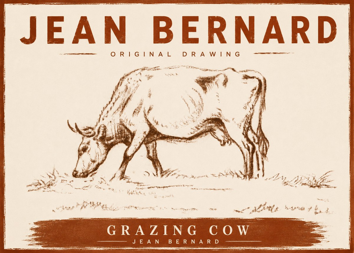 Jean Bernard Grazing Cow II No5 - Affiche