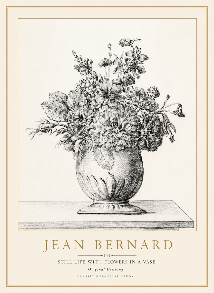 Jean Bernard Floral Composition in a Vase No2 - Affiche