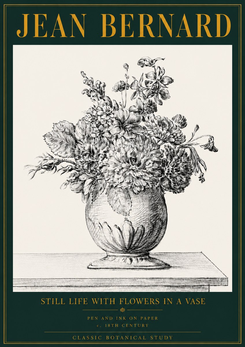 Jean Bernard Floral Composition in a Vase No4 - Affiche