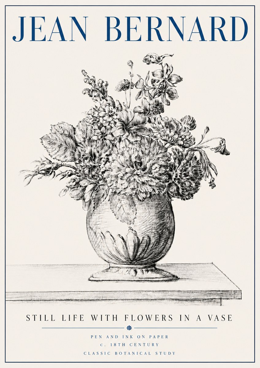 Jean Bernard Floral Composition in a Vase No6 - Affiche