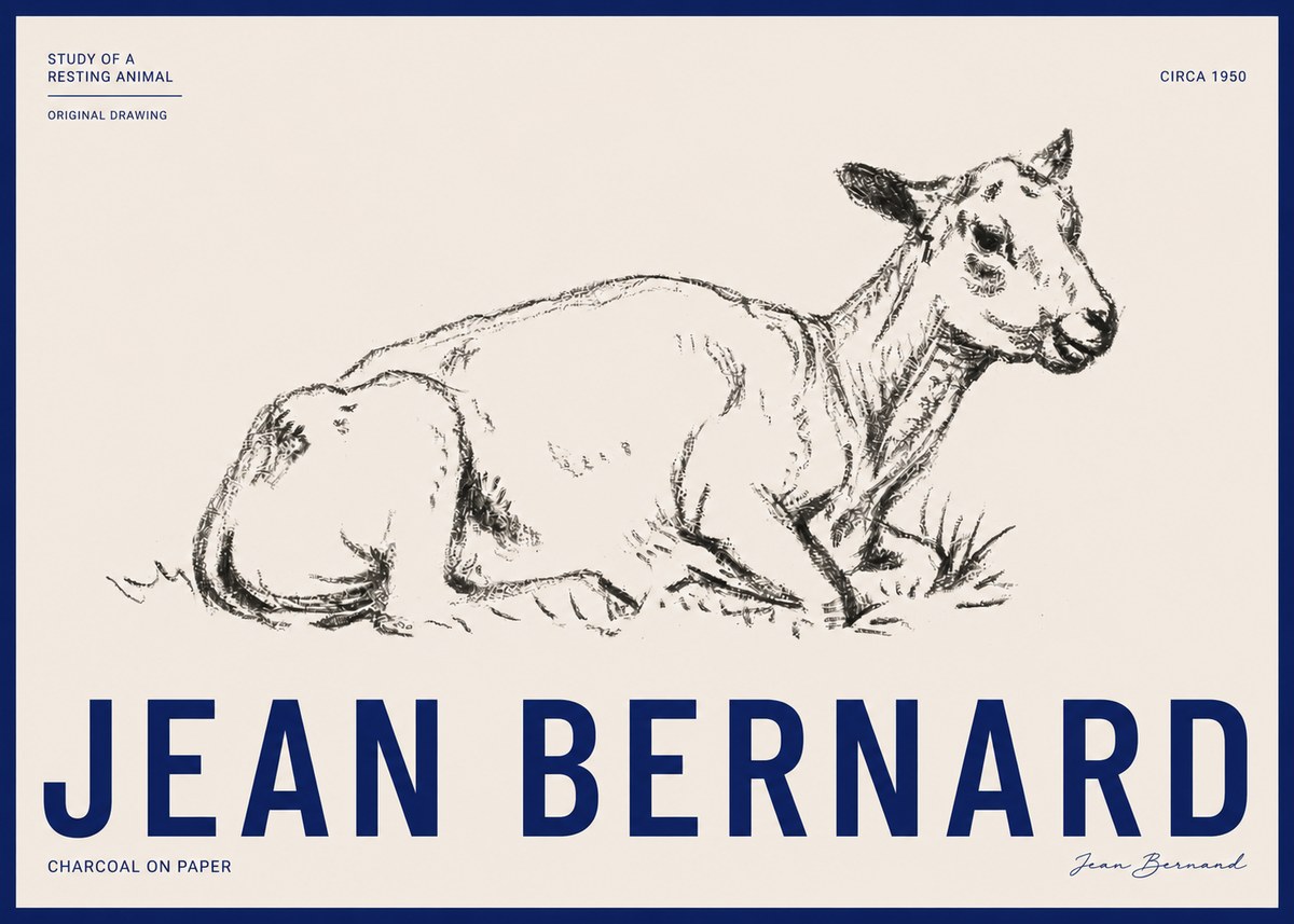 Jean Bernard Study of a Resting Animal No3 - Affiche