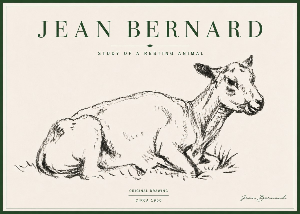 Jean Bernard Study of a Resting Animal No4 - Affiche