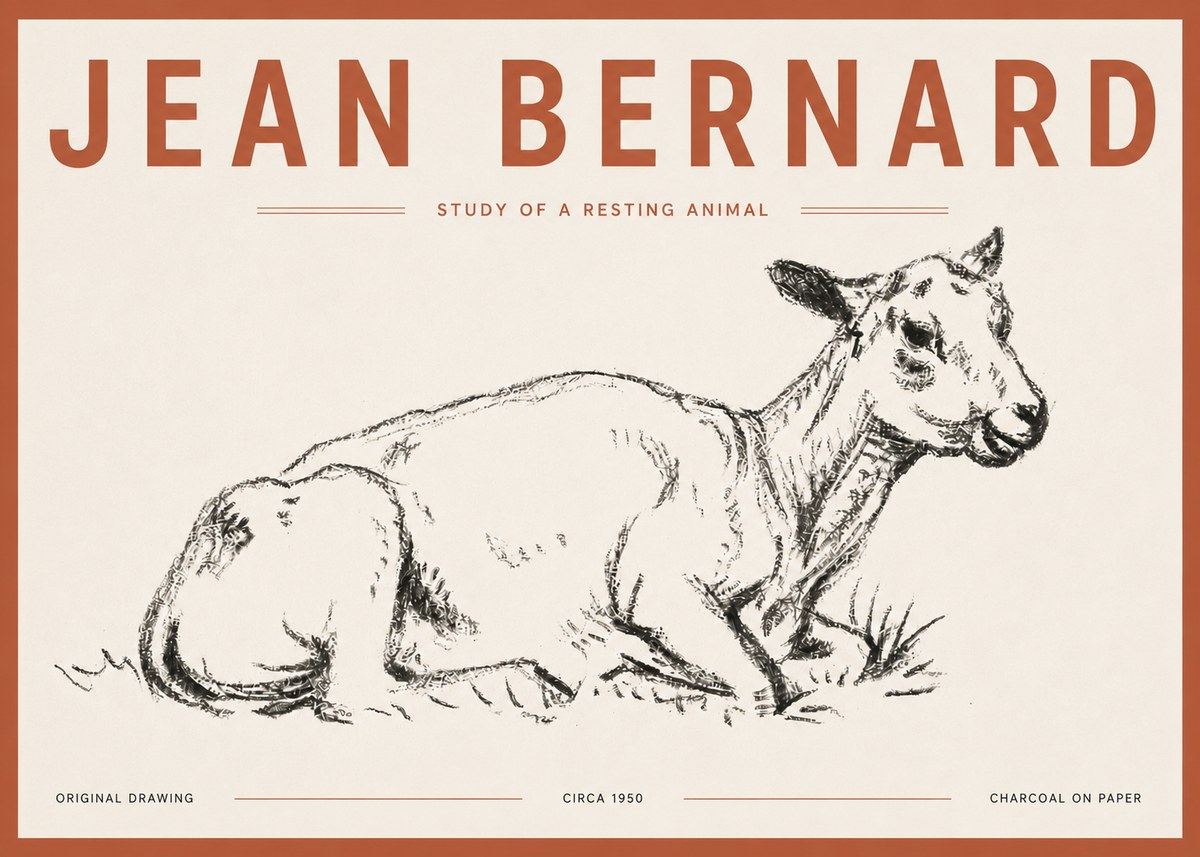 Jean Bernard Study of a Resting Animal No5 - Affiche