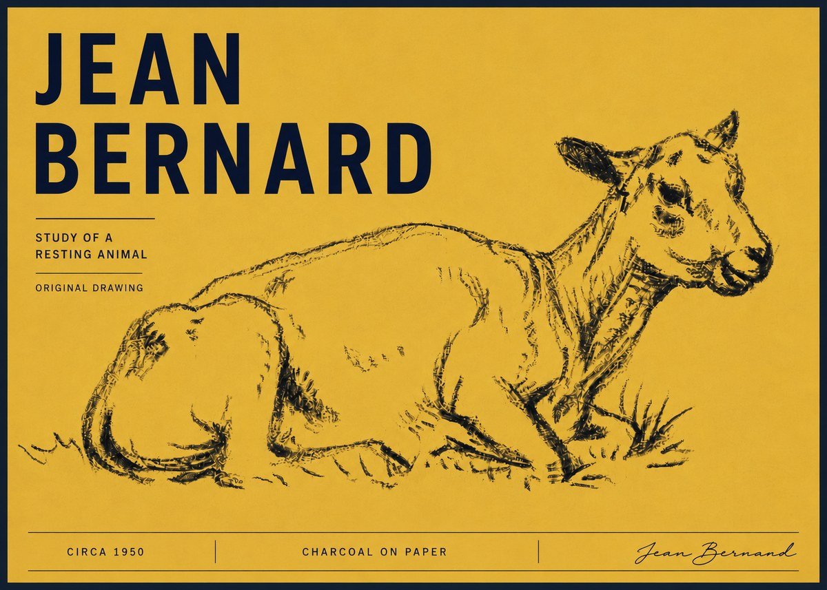 Jean Bernard Study of a Resting Animal No6 - Affiche