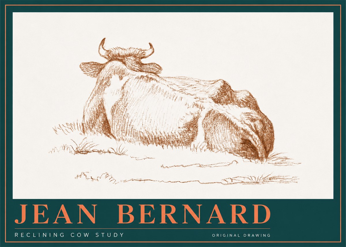Jean Bernard Reclining Cow Study No2 - Affiche