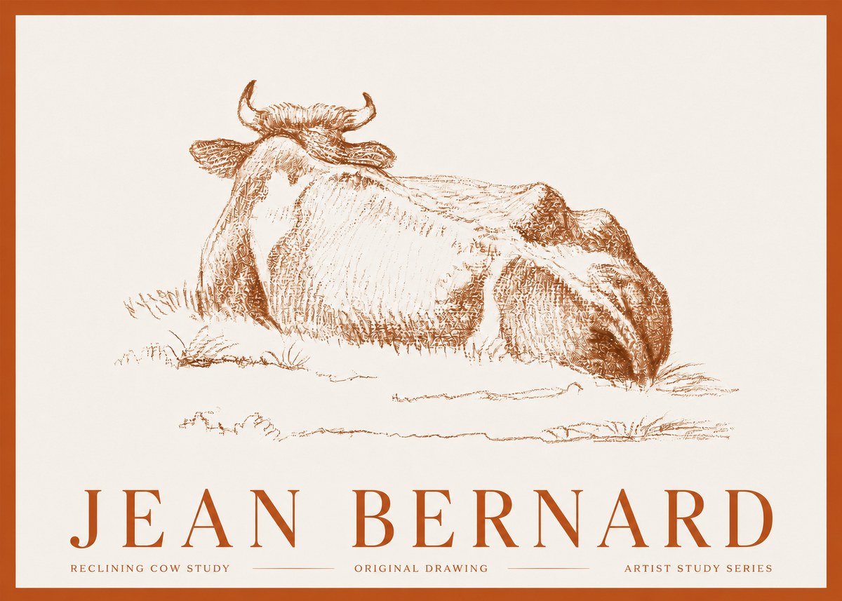 Jean Bernard Reclining Cow Study No3 - Affiche