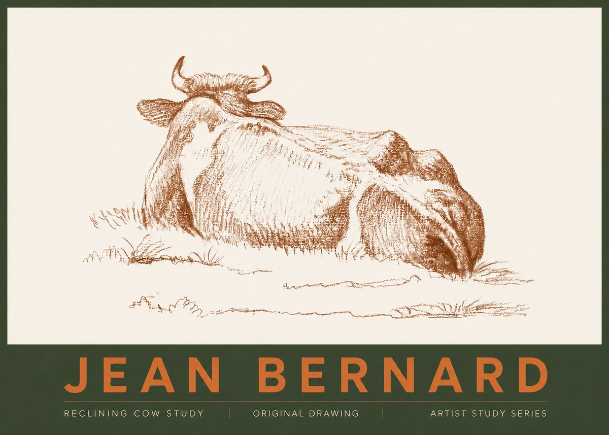 Jean Bernard Reclining Cow Study No4 - Affiche