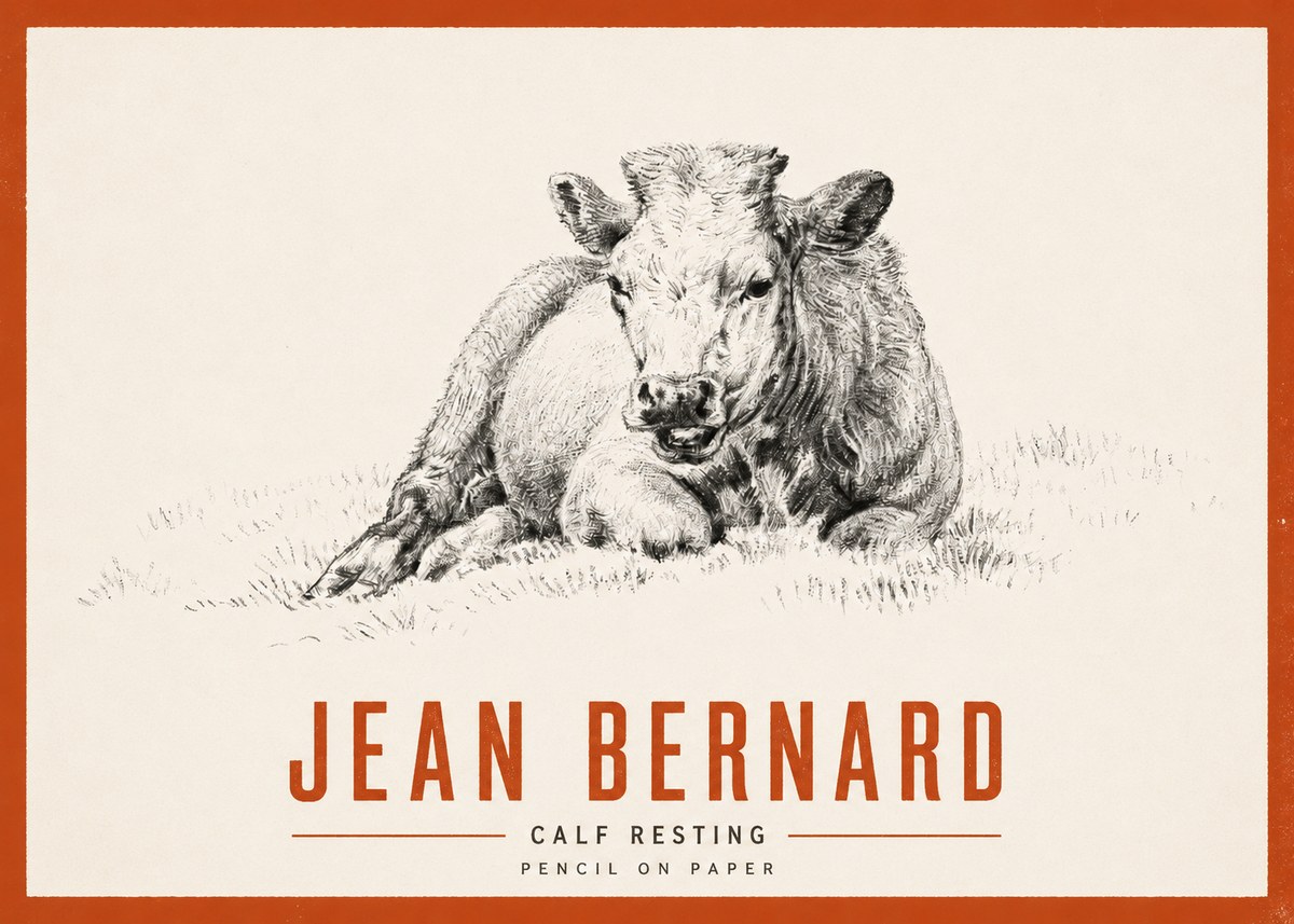 Jean Bernard Calf Resting No2 - Affiche
