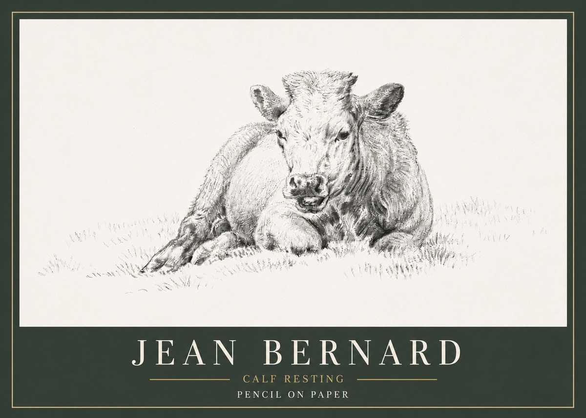Jean Bernard Calf Resting No6 - Affiche